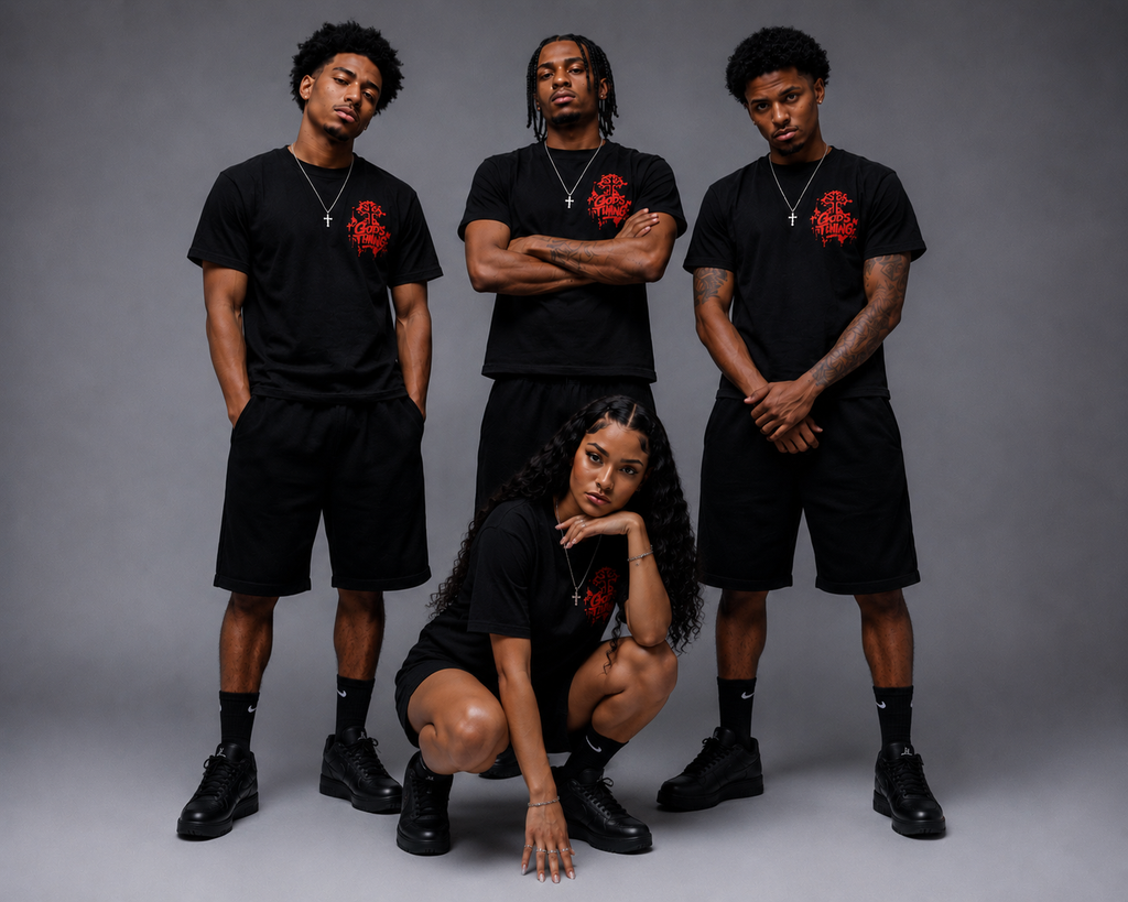 God’s Timing Black & Red Shirts