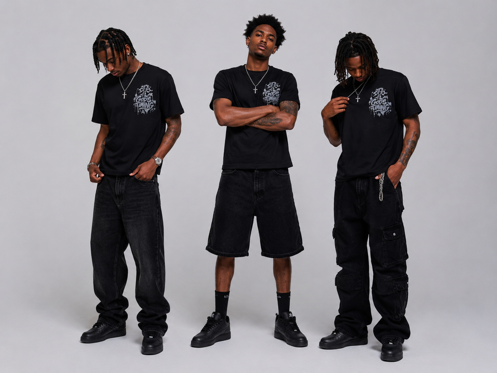 God’s Timing Black And Grey Shirts