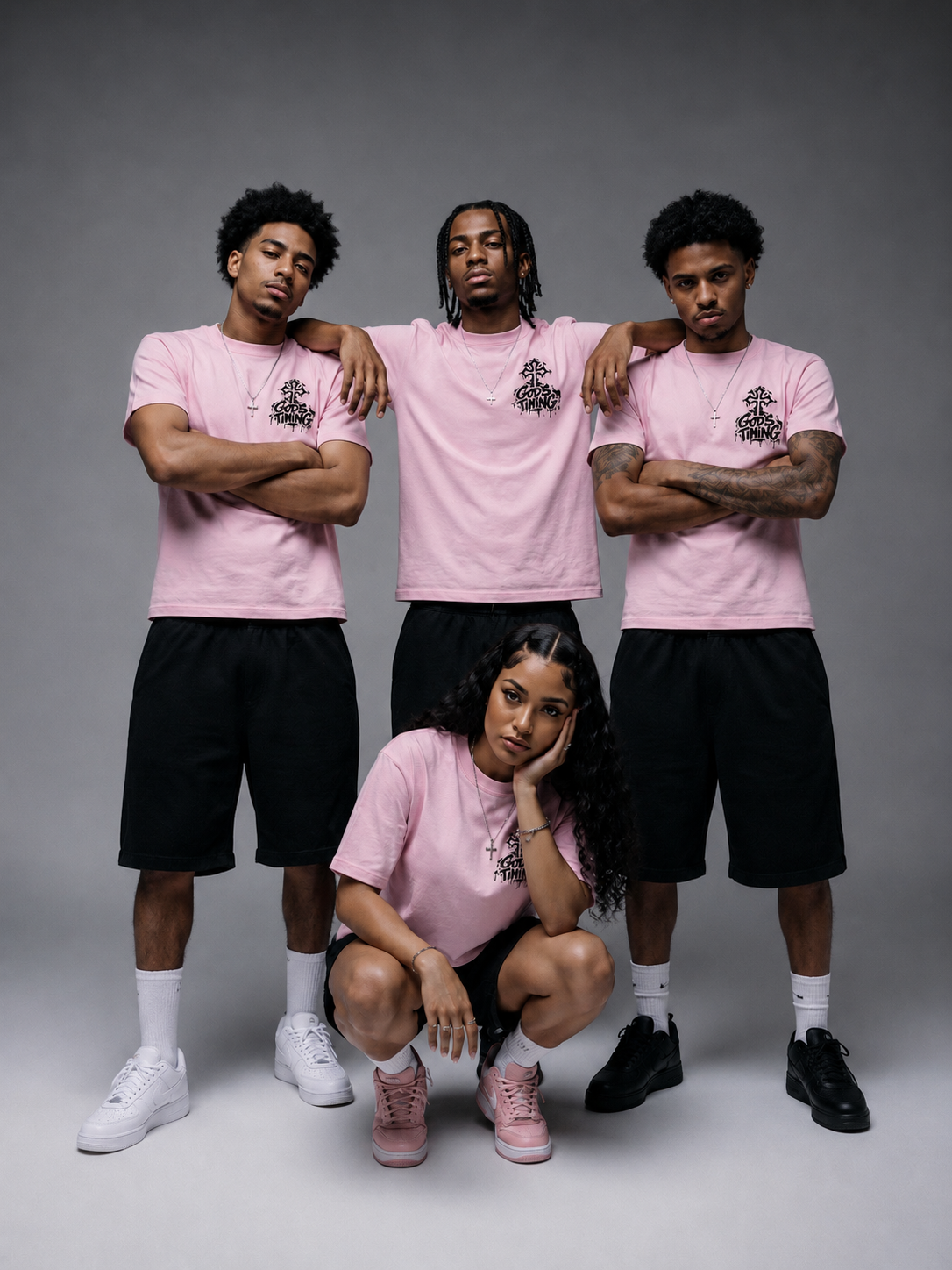 God’s Timing Pink & Black Shirts