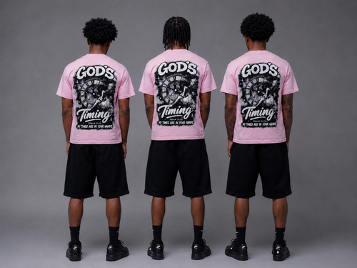 God’s Timing Pink & Black Shirts